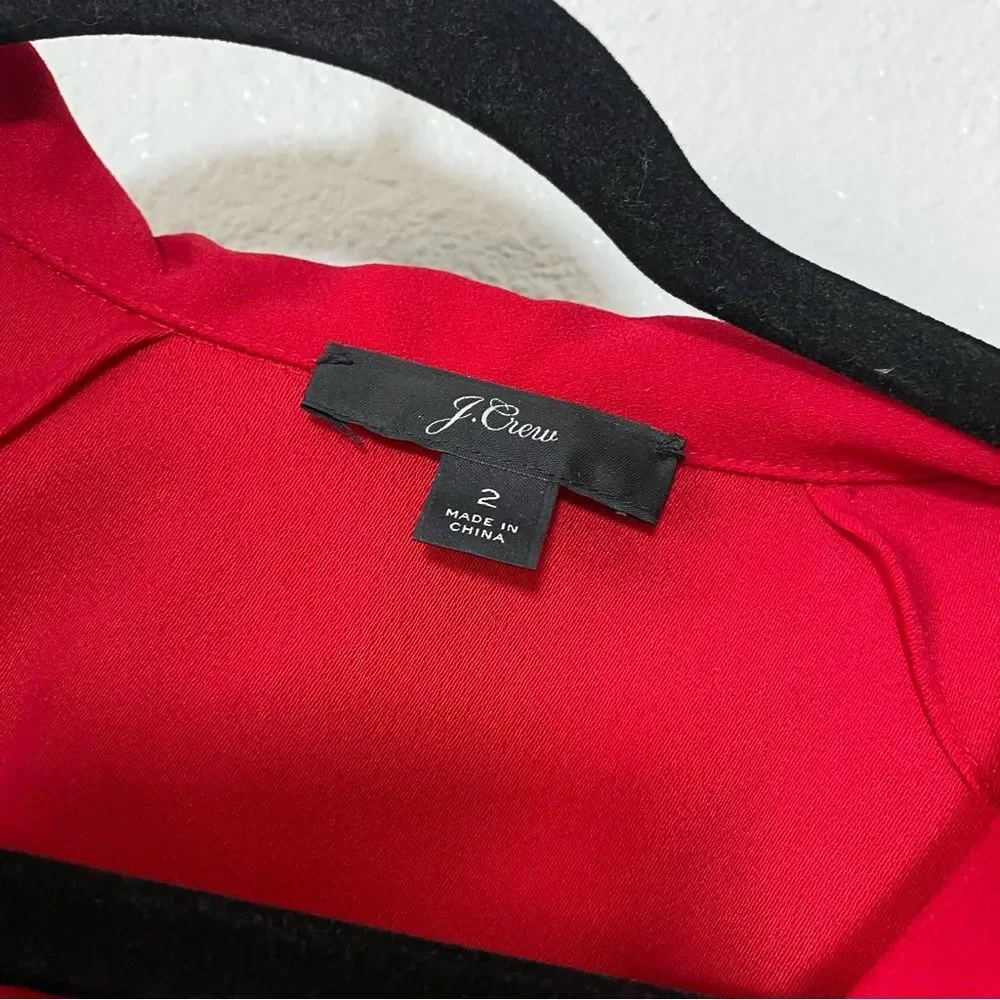 J. Crew Bold Red Valentine's Day Date Night Old Money Preppy Modest Blouse Sz 2‎